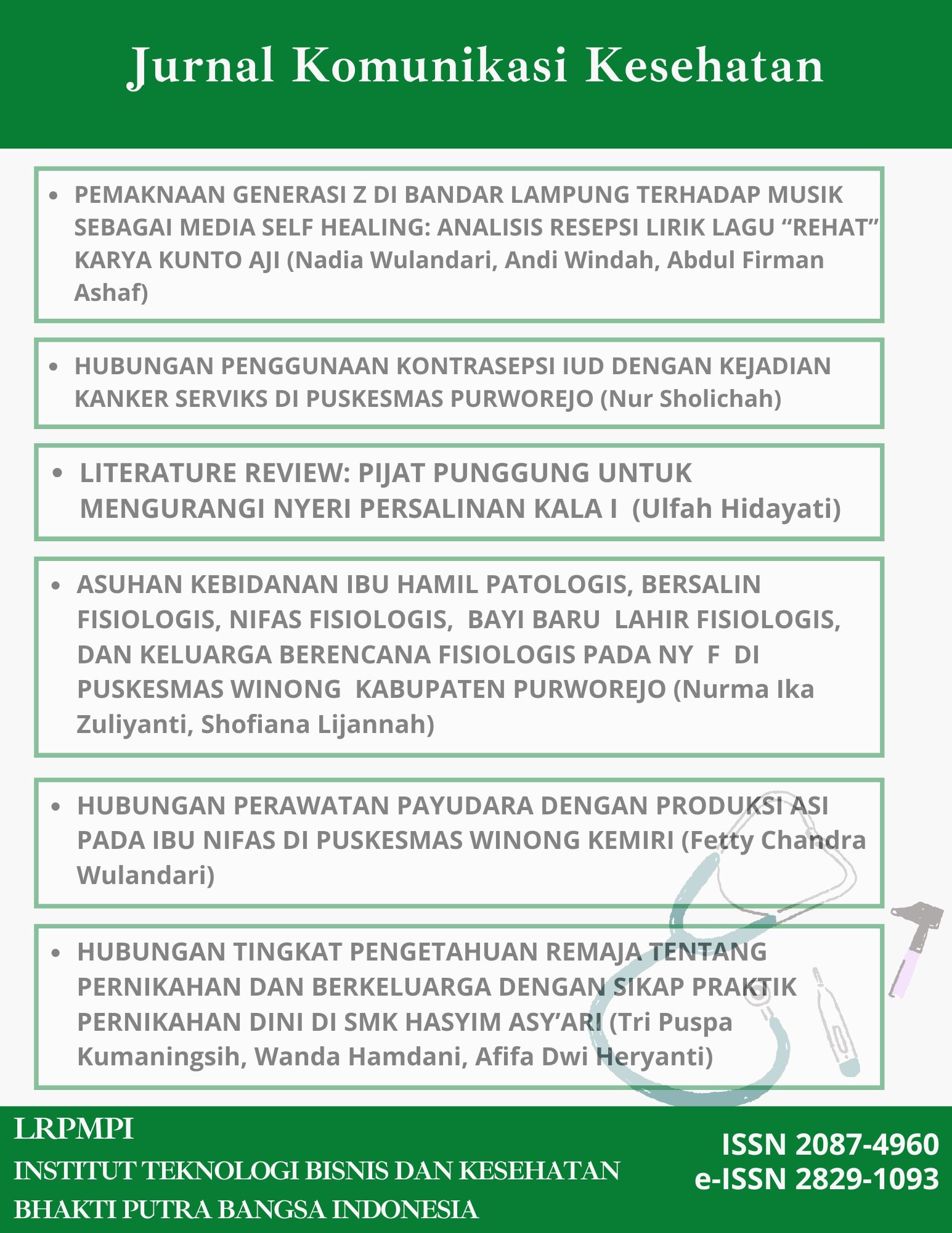 					Lihat Vol 15 No 2 (2024): JKK- Jurnal Komunikasi Kesehatan (Edisi Oktober 2024)
				