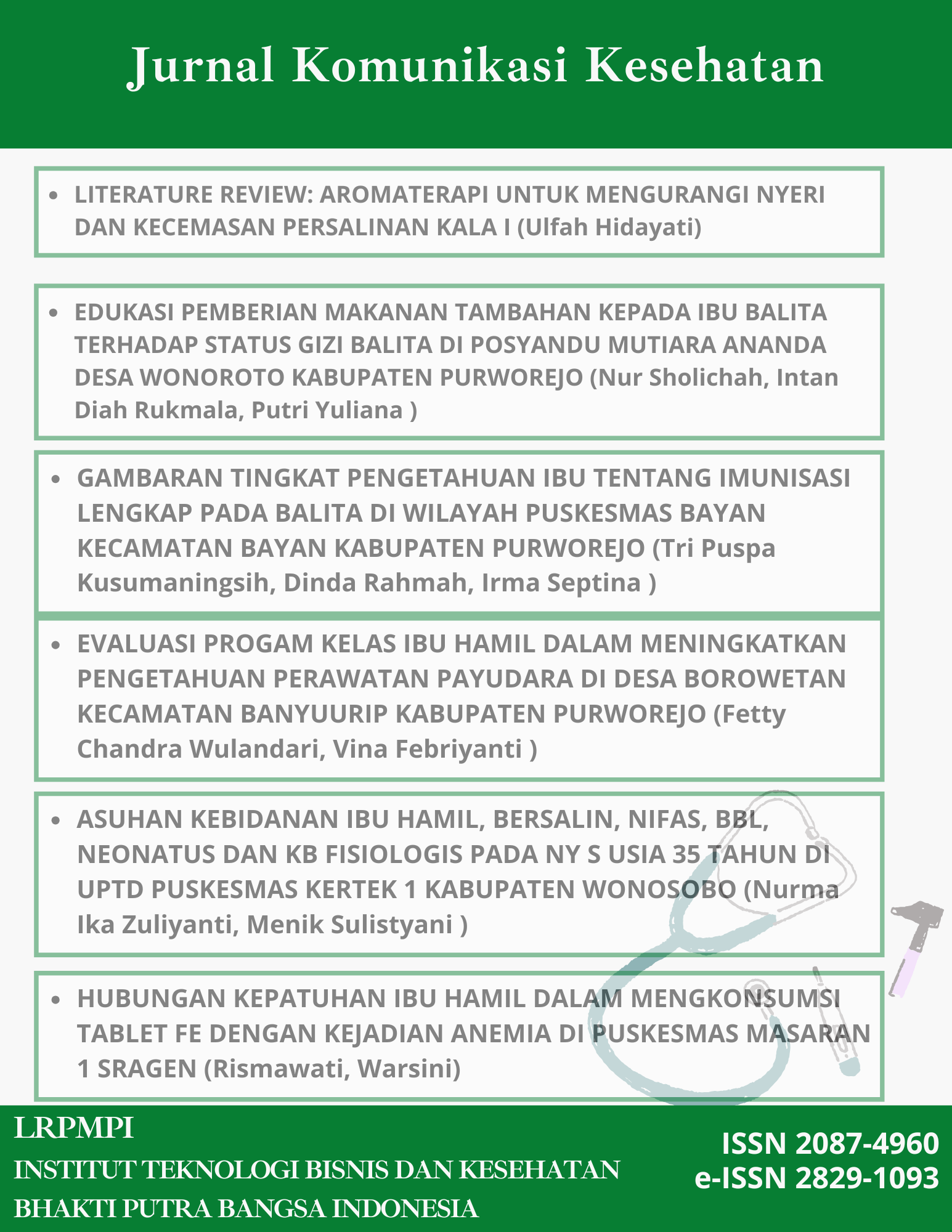 					Lihat Vol 16 No 1 (2025): JKK- Jurnal Komunikasi Kesehatan (Edisi April 2025)
				